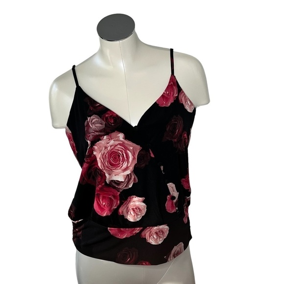 NWT WHBM Floral Red Black Jersey Knit Camisole Button Detail Size M - Picture 4 of 16